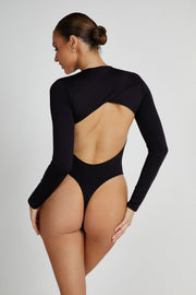Wrenley Recycled Cut Out Long Sleeve Bodysuit - Black