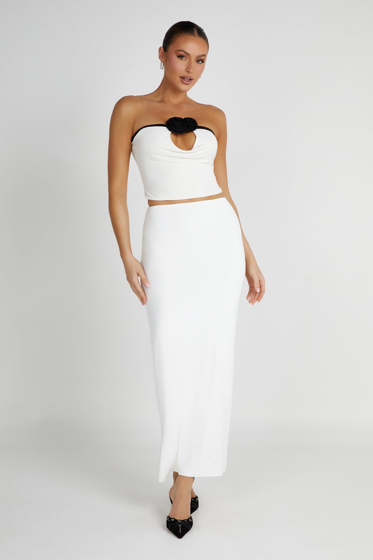 Olympia Recycled Nylon Fishtail Maxi Skirt - White #4