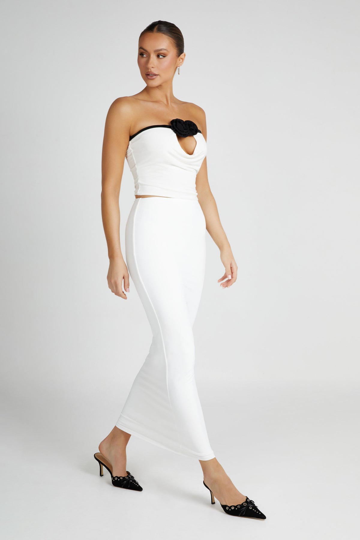 Olympia Recycled Nylon Fishtail Maxi Skirt - White #6