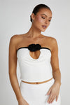 Megan Strapless Rose Top - Black/White