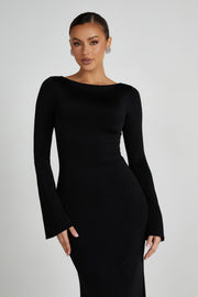 Tarna Slinky Fishtail Maxi Dress - Black