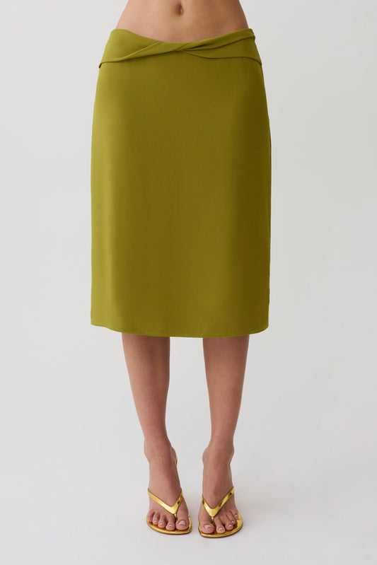 Amelia Chiffon Midi Skirt - Green