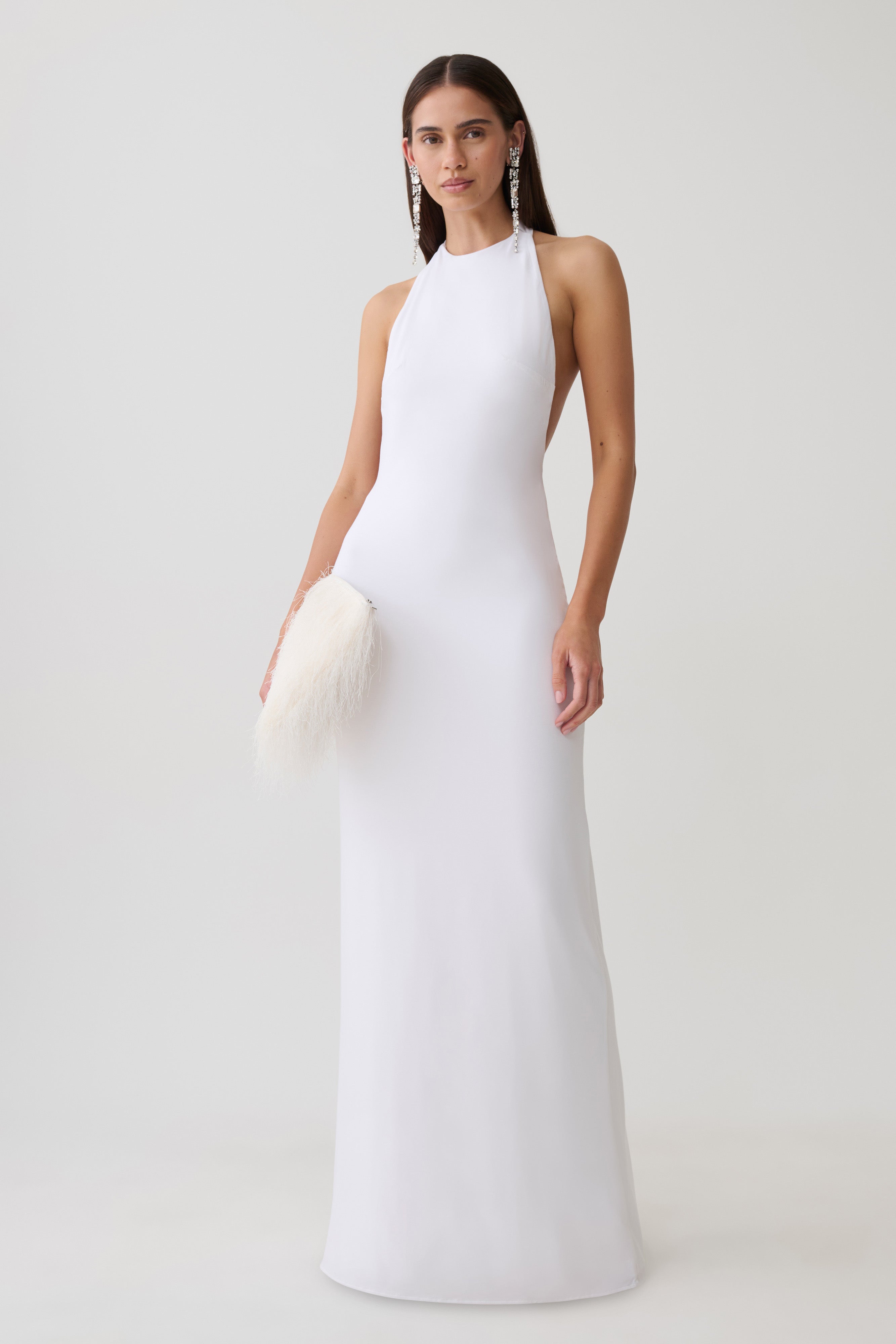 Halley Back T-Strap Maxi Dress - White | MESHKI