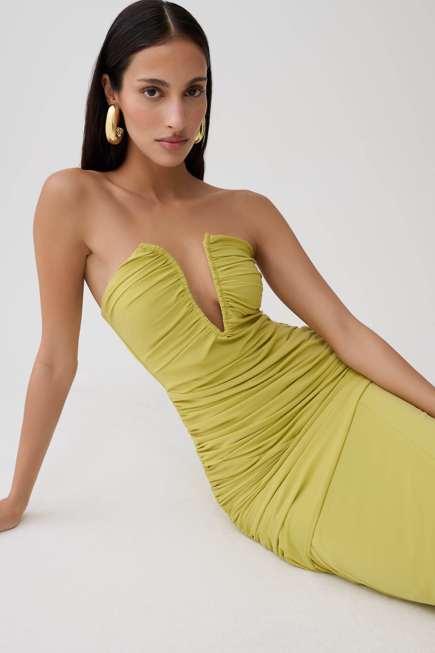 Kaiydo Gathered Centre Wire Maxi Dress - Orchard Moss