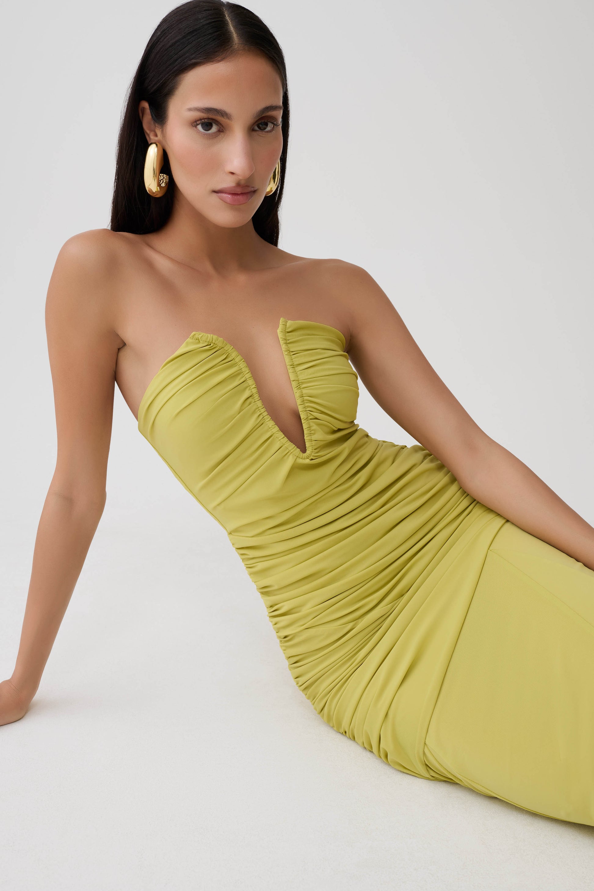 Kaiydo Gathered Centre Wire Maxi Dress - Orchard Moss #3