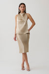 Cleo Satin Midi Skirt - Gold
