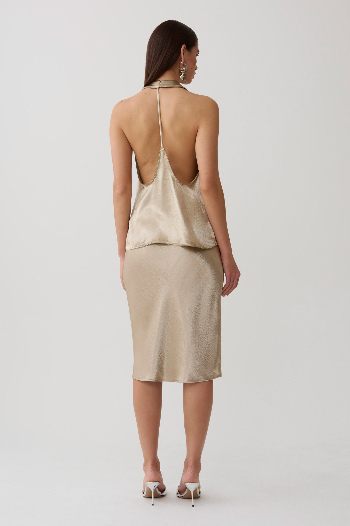 Cleo Satin Midi Skirt - Gold