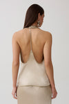 Cleo Satin Halter Top - Gold