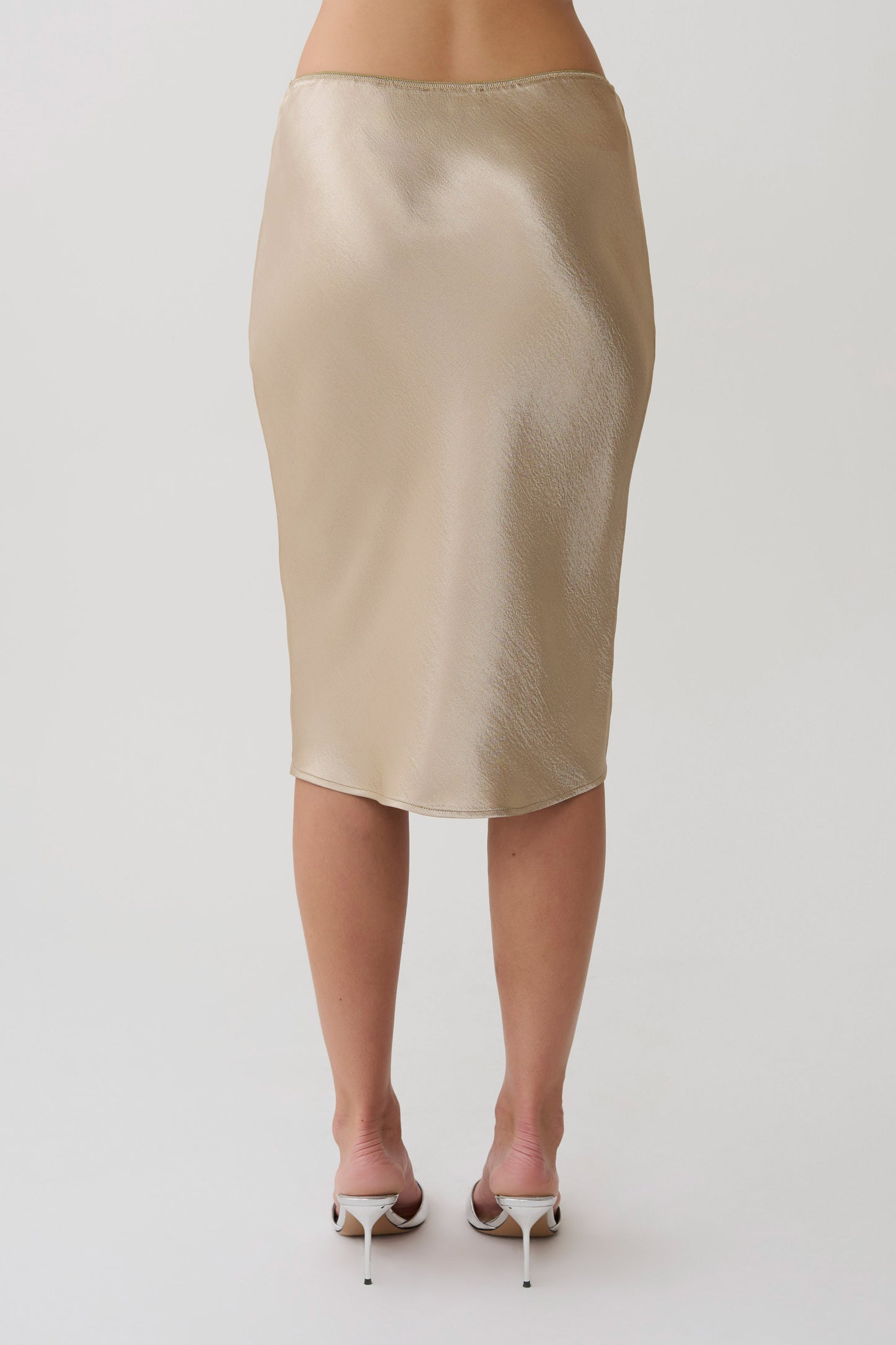 Cleo Satin Midi Skirt - Gold