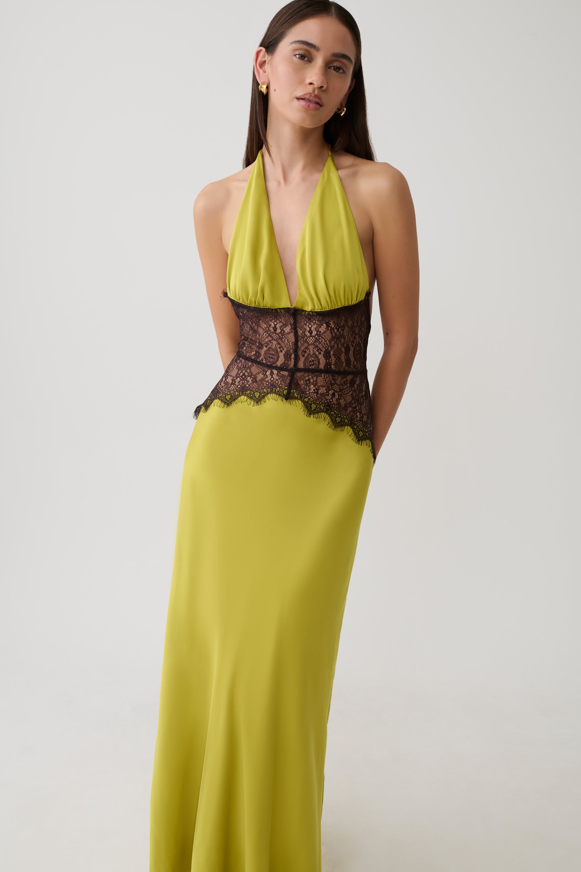 Dinah Lace And Satin Maxi Dress - Chartreuse #6