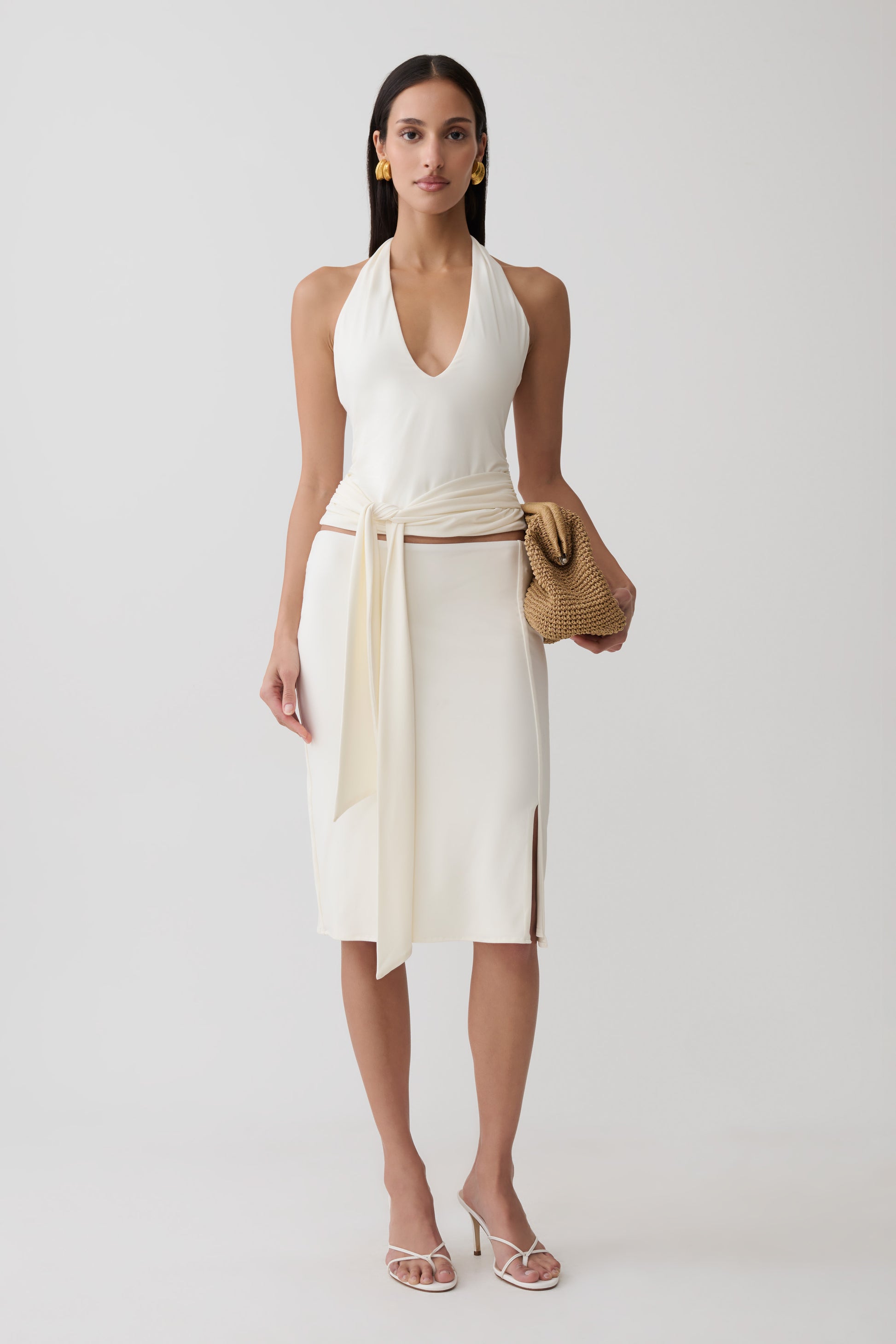 Daine Peached Jersey Halter Top - Ivory #7