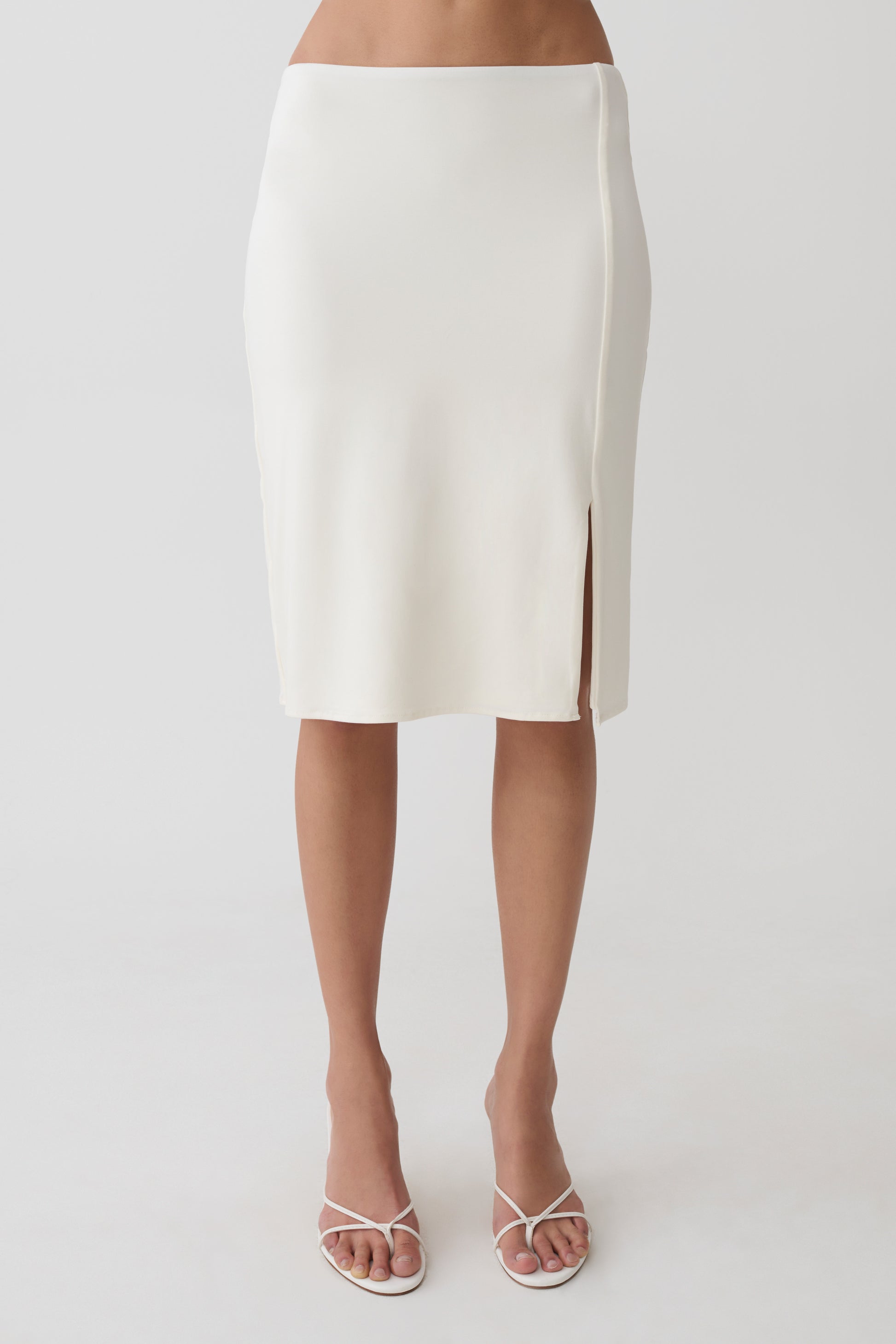 Elio Peached Jersey Midi Skirt - Ivory #9