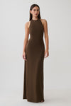 Halley Back T-Strap Maxi Dress - Chocolate