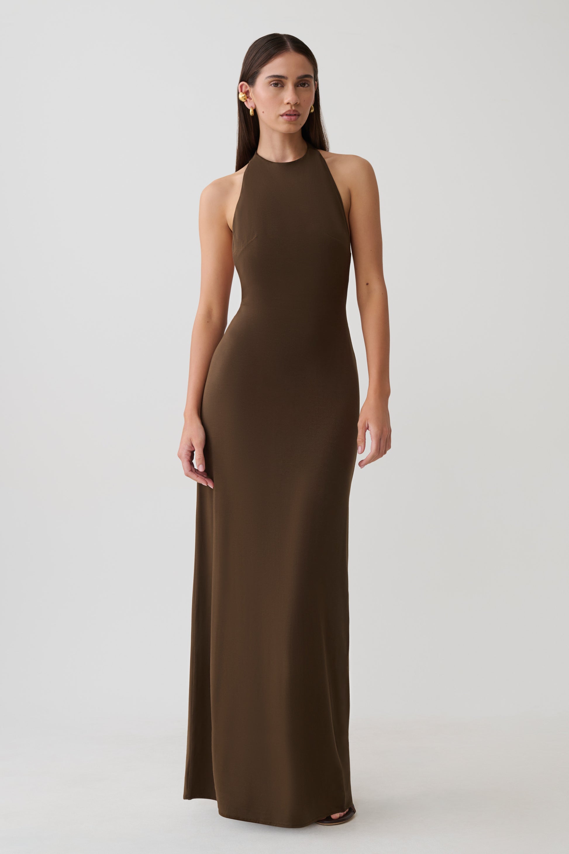 Halley Back T-Strap Maxi Dress - Chocolate