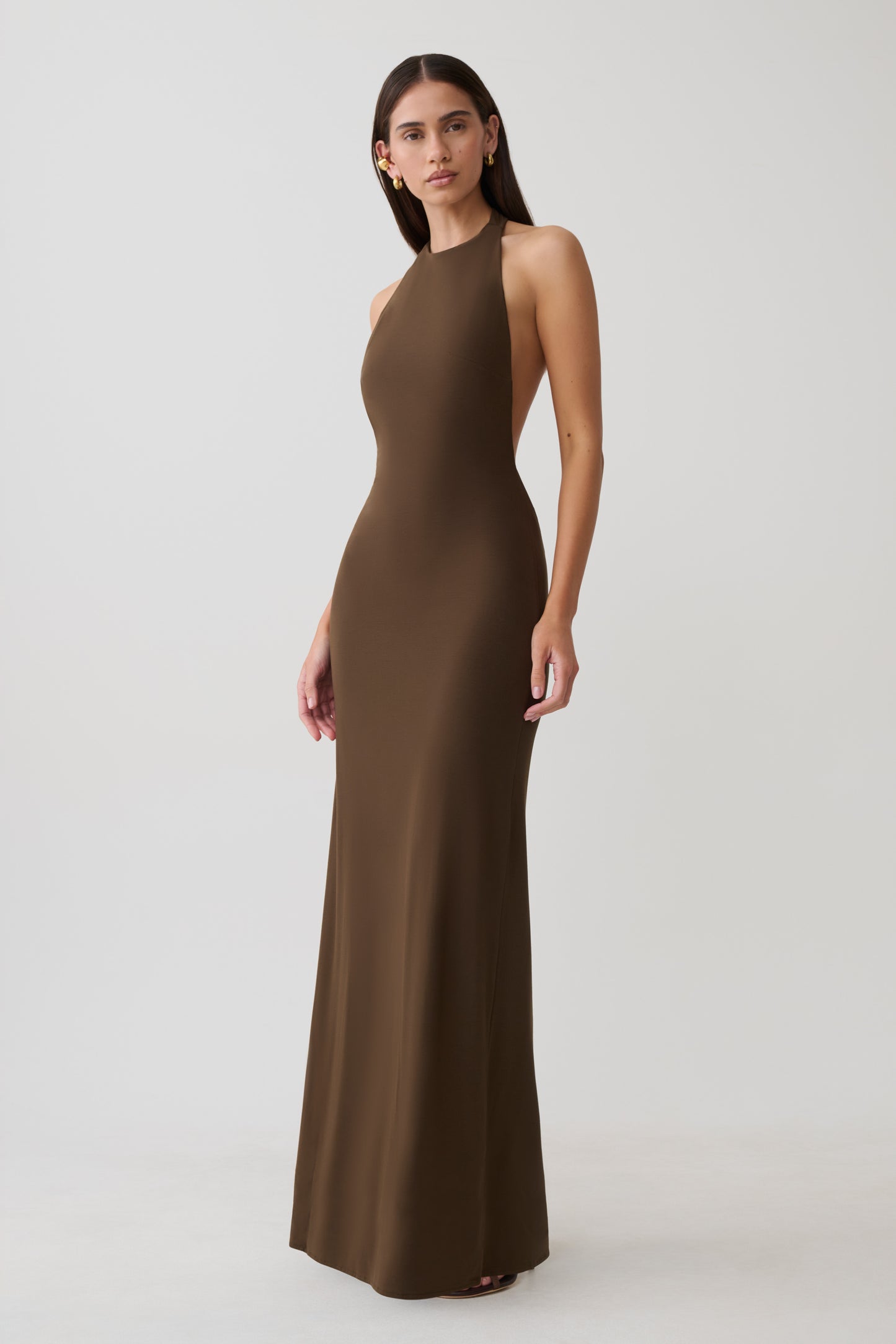 Halley Back T-Strap Maxi Dress - Chocolate