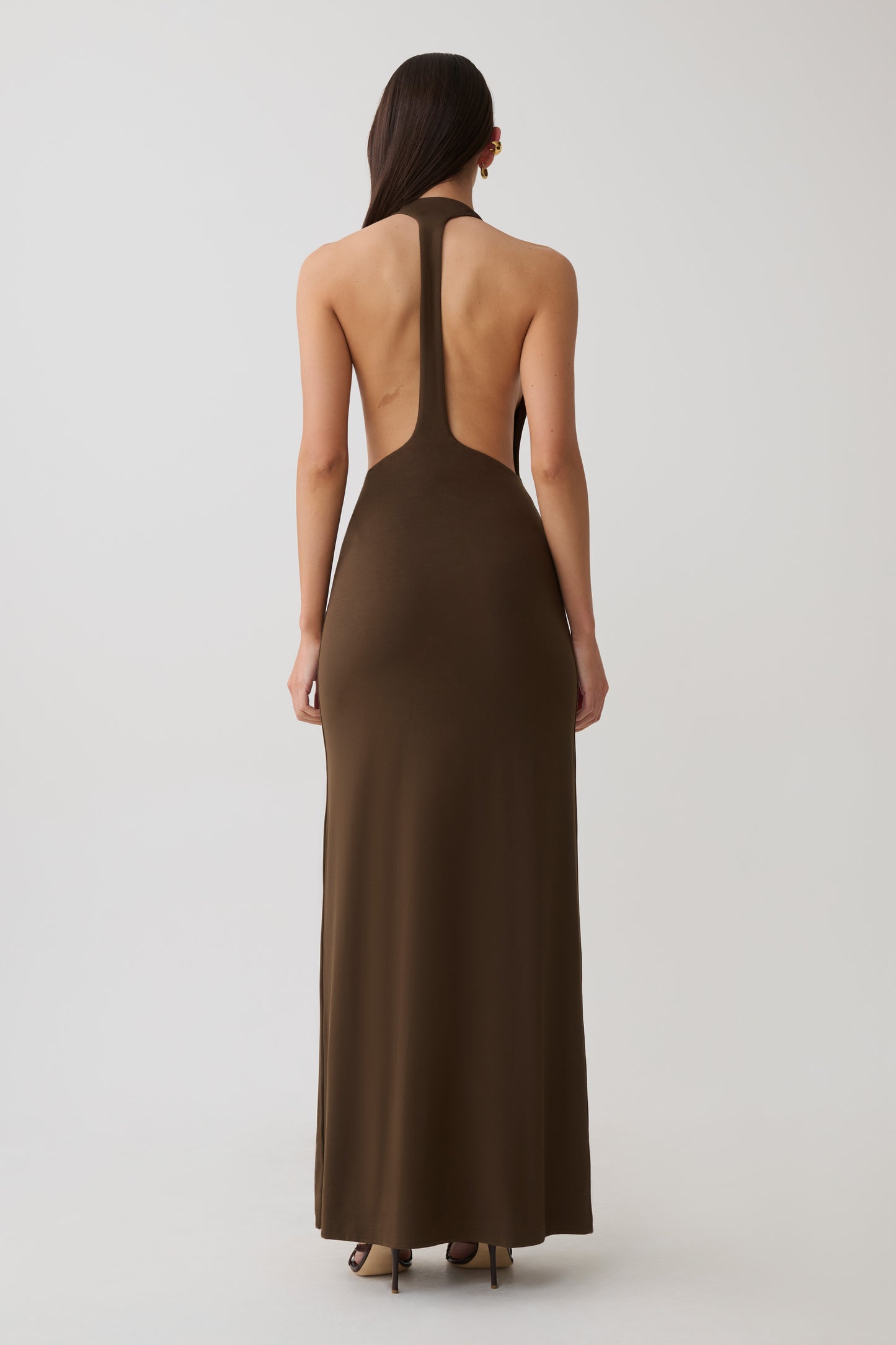 Halley Back T-Strap Maxi Dress - Chocolate