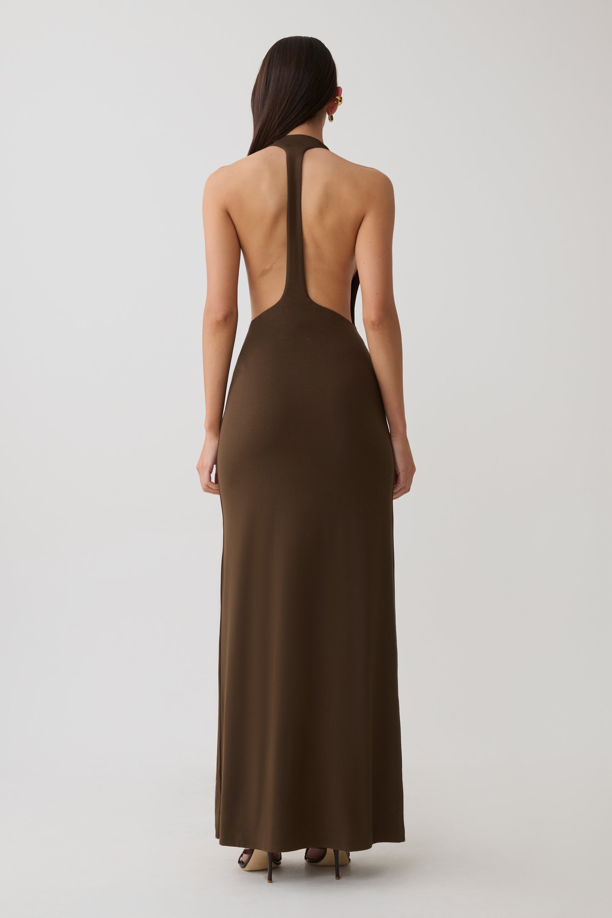 Halley Back T-Strap Maxi Dress - Chocolate #2