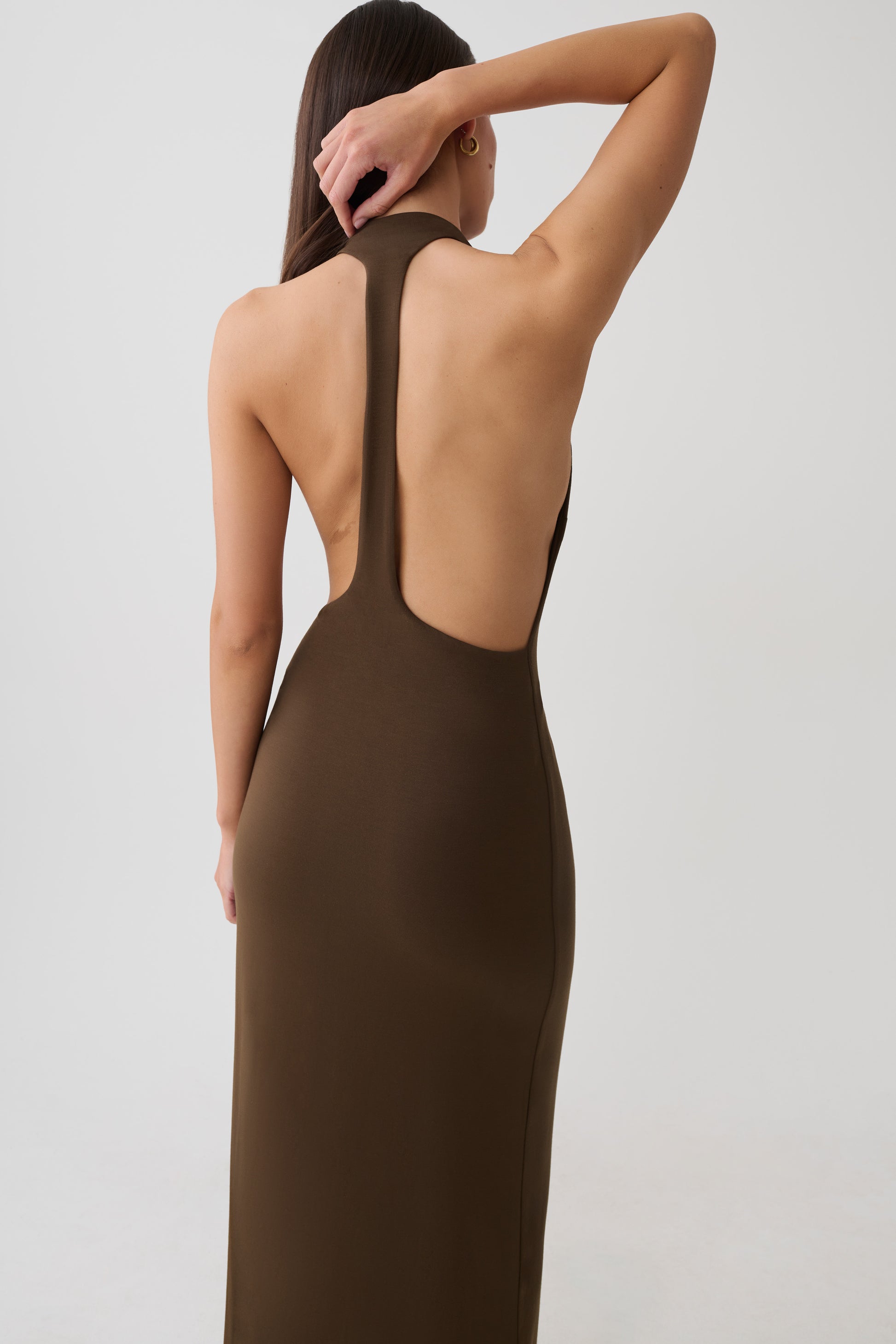 Halley Back T-Strap Maxi Dress - Chocolate #4
