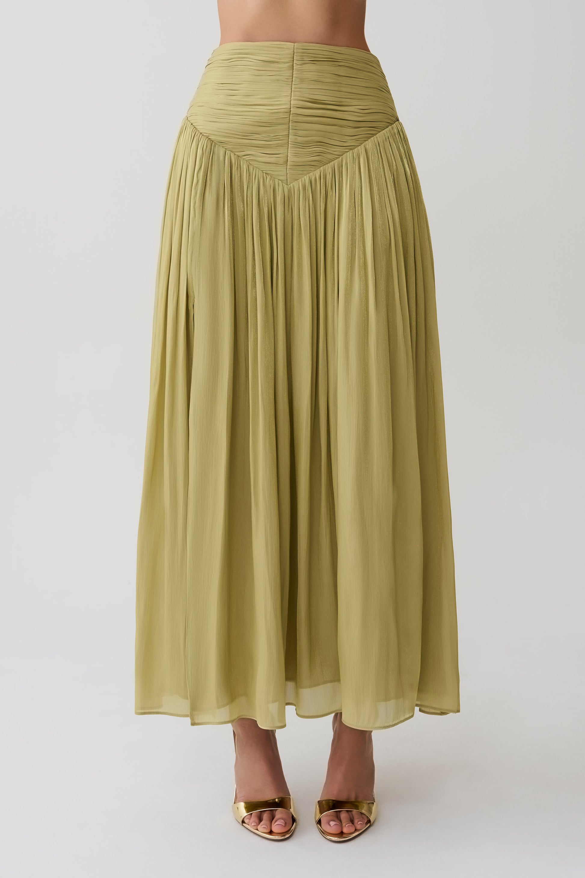 Makena Gathered Midi Skirt - Green #7