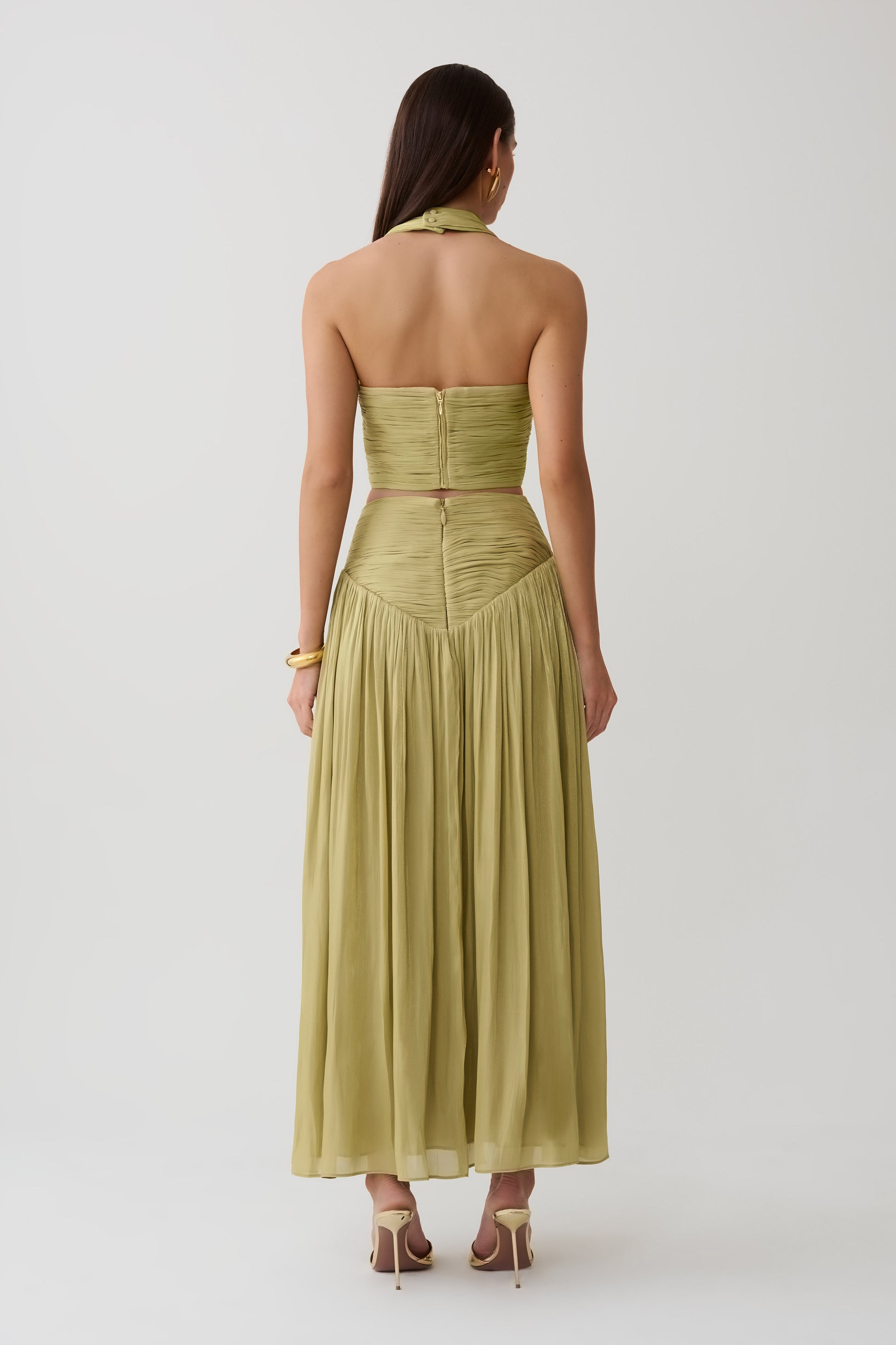 Makena Gathered V Neck Top - Green #5