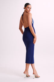 Dana Stripe Knit Halter Midi Dress - Powder Blue