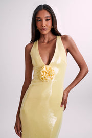 Eliza Rose Sequin Maxi Dress - Lemon