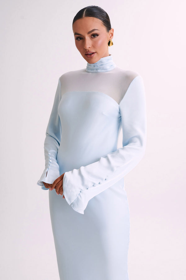 Sydney Mini Satin Dress - Powder Blue - MESHKI U.S