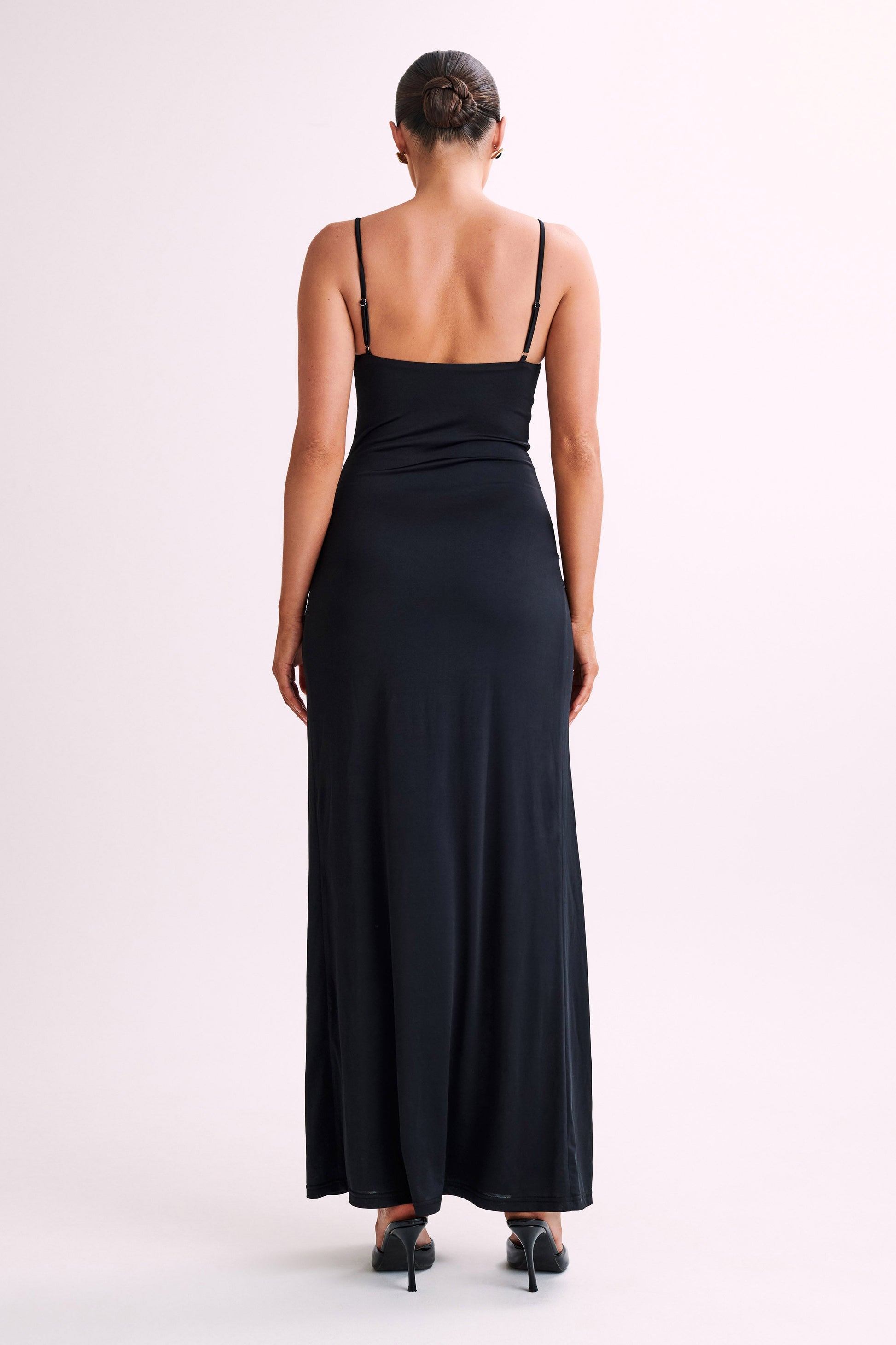 Jojo Jersey Split Maxi Dress With Diamante - Black #3