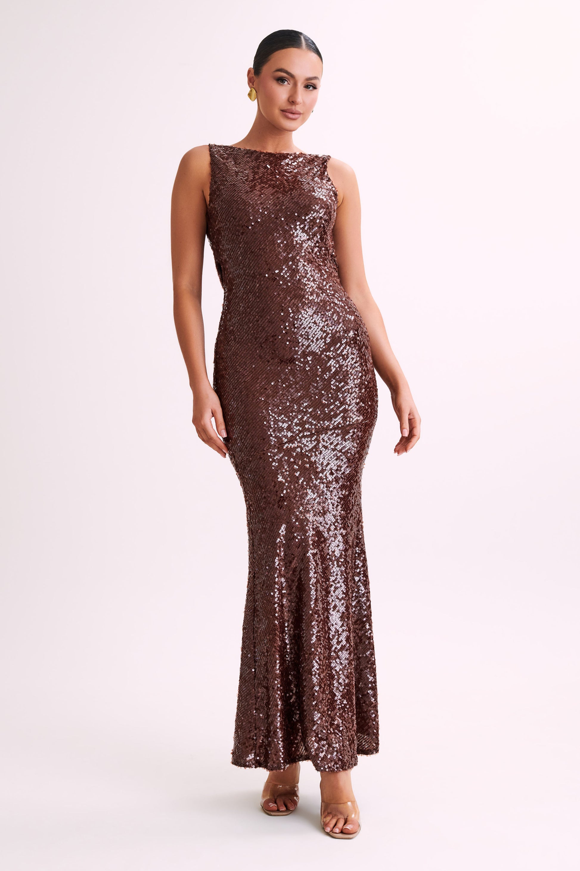 Madera Backless Sequin Maxi Dress - Chocolate #6