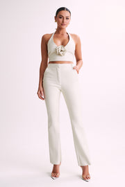 Tyra Straight Leg Faux Leather Pants - Ivory