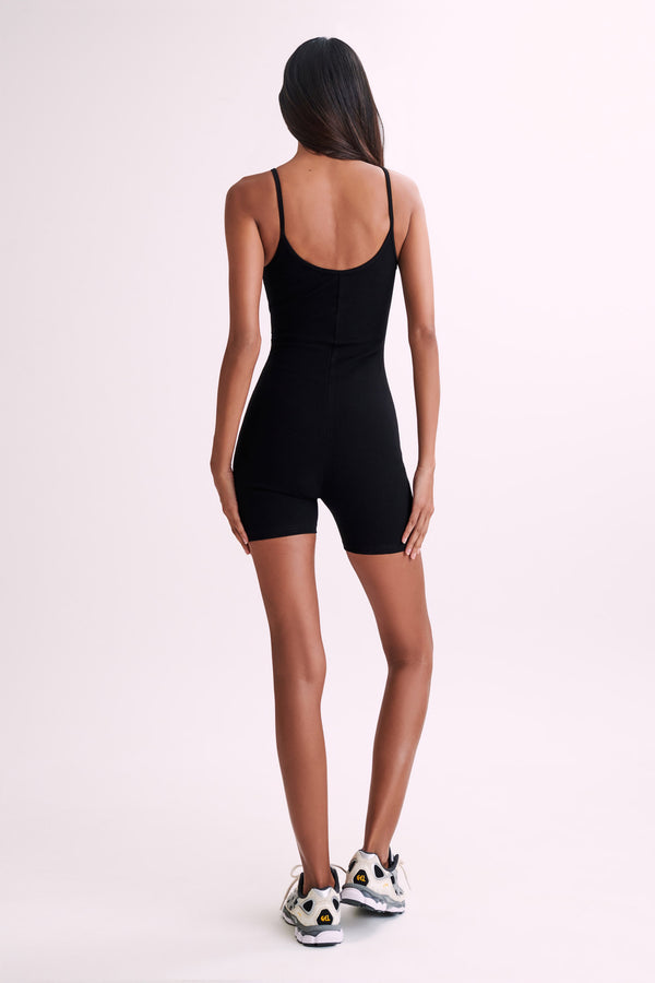 Alexis Ribbed Cami Playsuit - Black