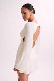 Ariana Satin Mini Dress With Cowl - Ivory