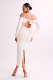 Odyssey Off Shoulder Knit Maxi Dress - Ivory