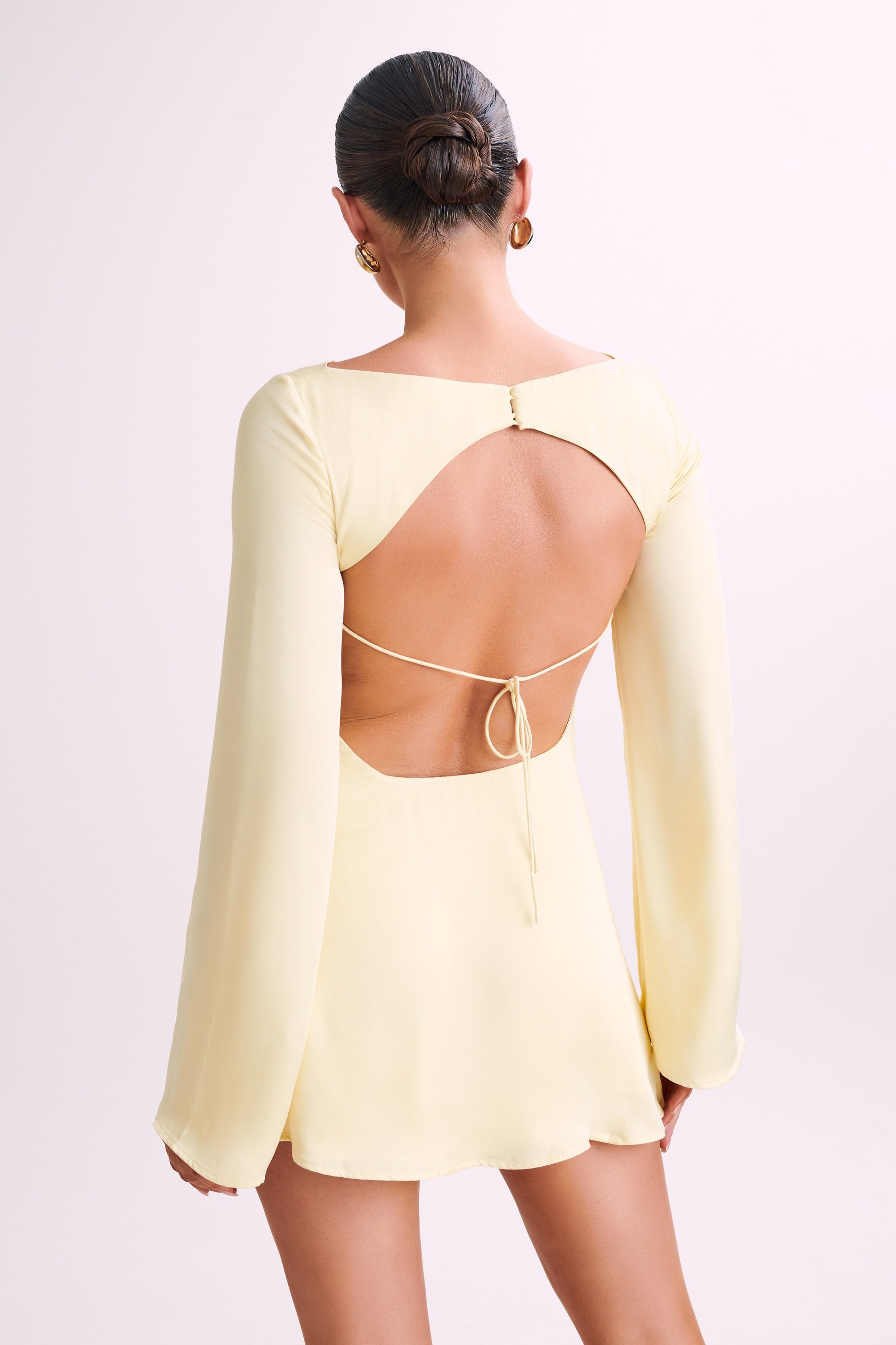 Ariana Satin Mini Dress With Cowl - Lemon #2
