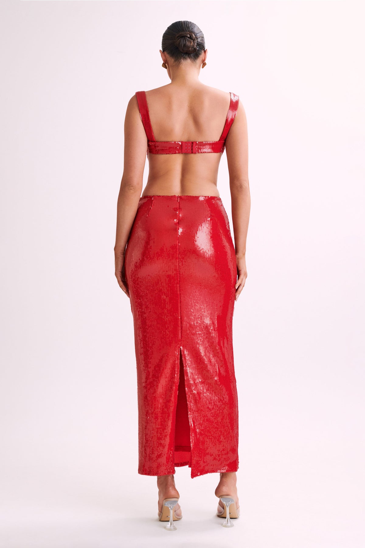 Adoria Sequin Cut Out Maxi Dress - Red #5