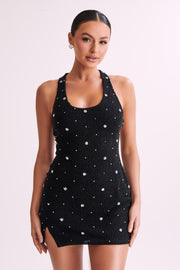 Laurel Beaded Micro Mini Dress With Racerback - Black