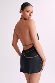 Emilia Diamante Rope Mini Dress - Black