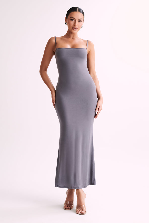 Grey fishtail hot sale bridesmaid dress