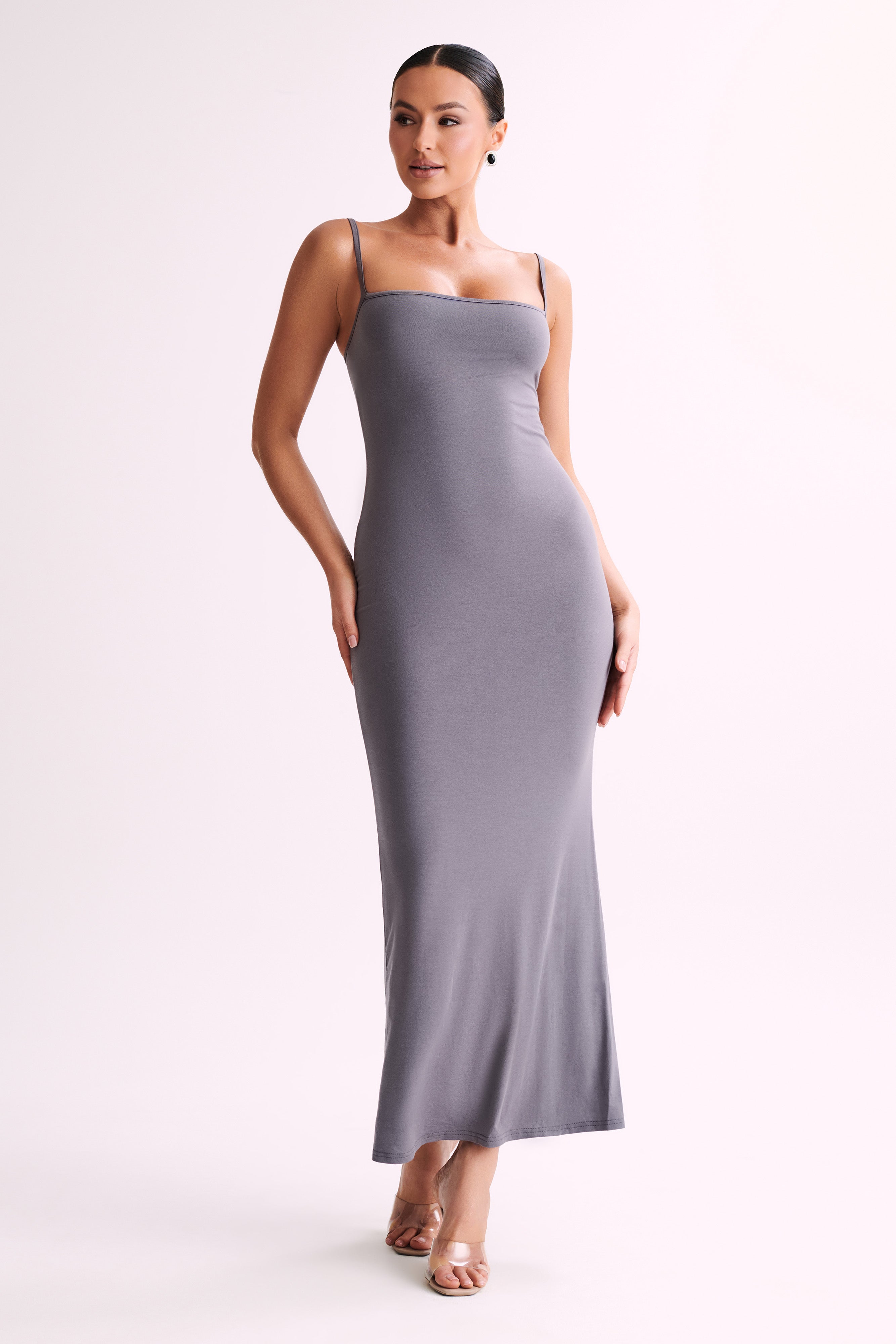 Grey spaghetti strap dress shop