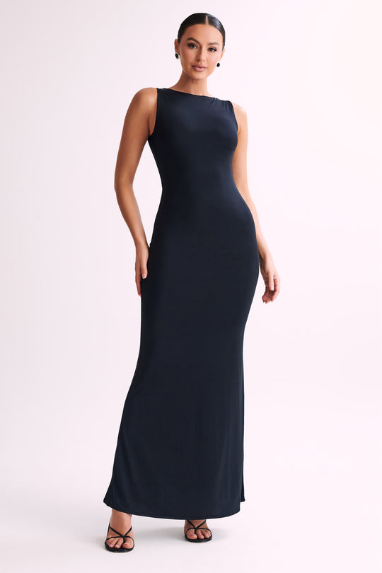 Shop Formal Dress - Tarna  Sleeveless Slinky Maxi Dress - Black featured image
