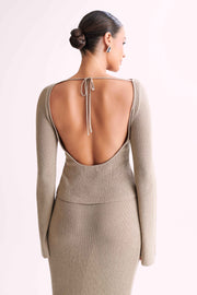 Zahra Backless Knit Top - Taupe