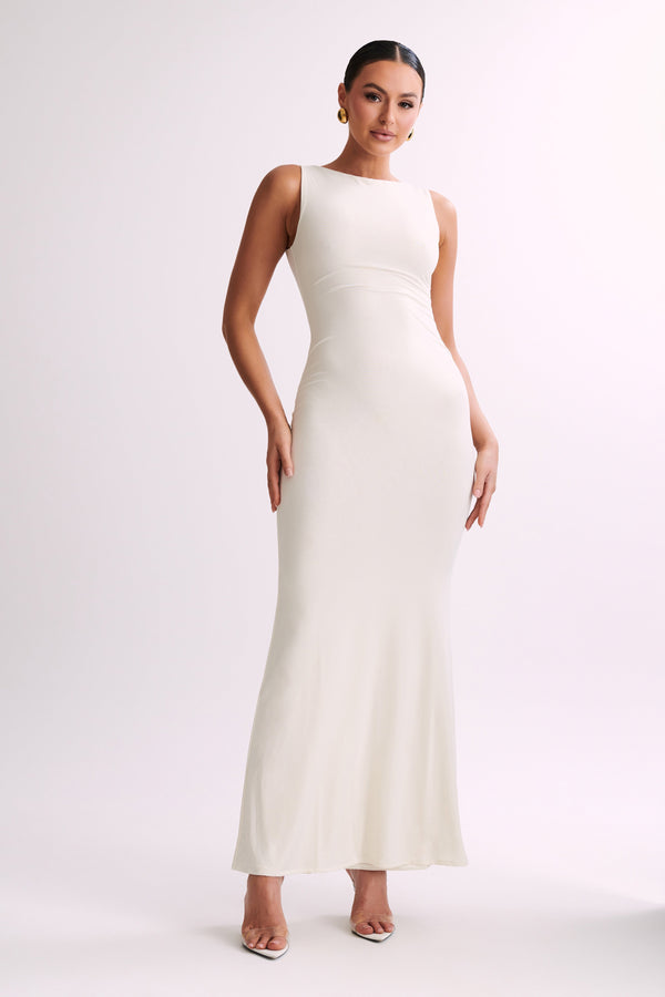Collective Dress - Tarna  Sleeveless Slinky Maxi Dress - Bone image 6