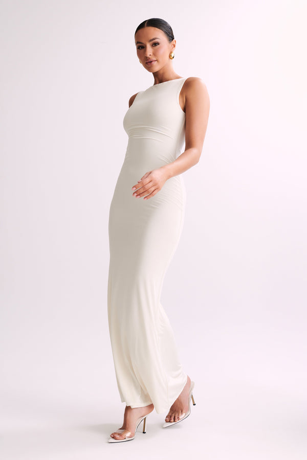 Collective Dress - Tarna  Sleeveless Slinky Maxi Dress - Bone image 4