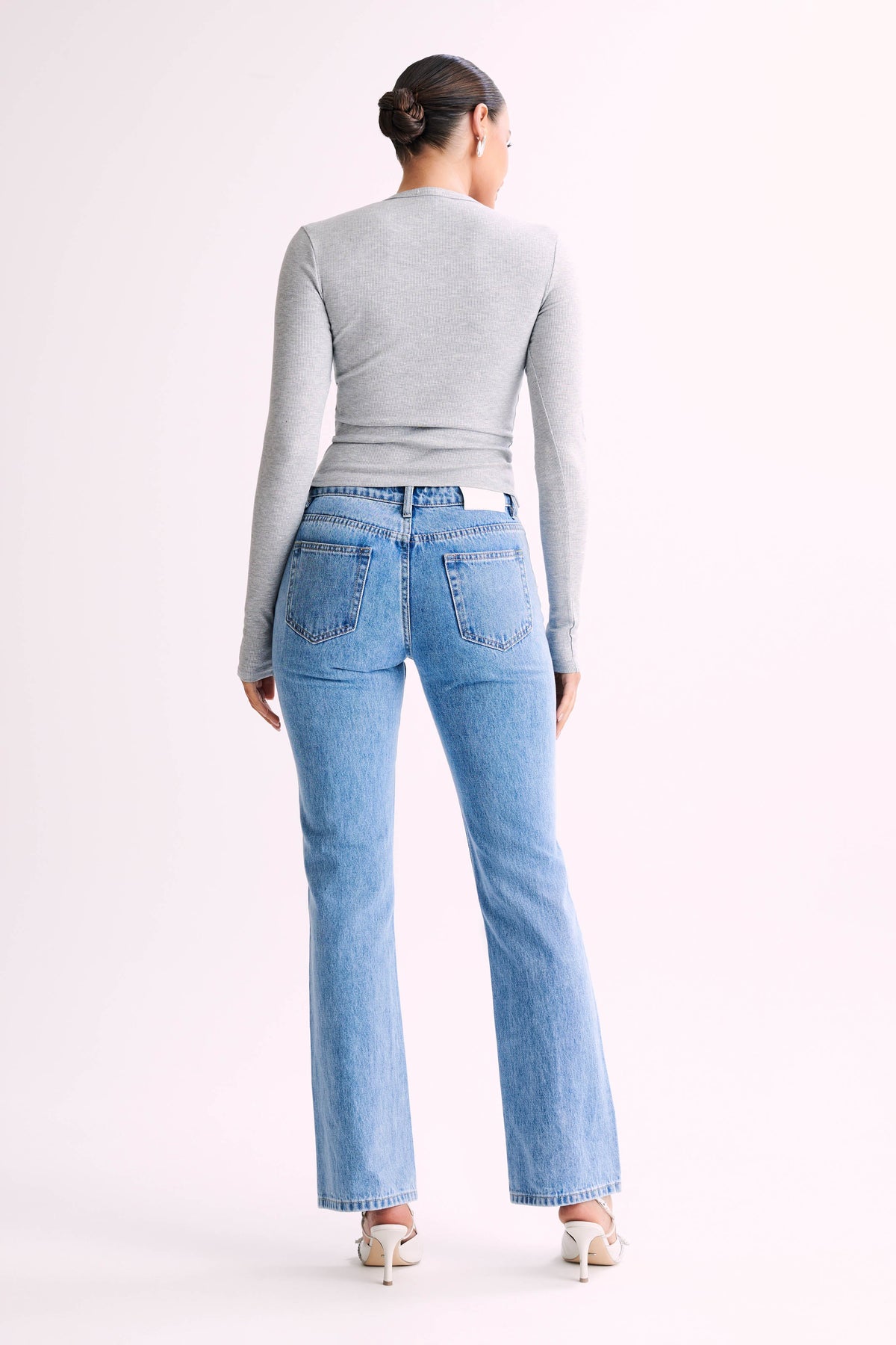 Keeley Long Sleeve Rib Crop Top - Grey Marle #4