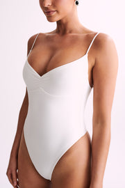 Leah Recycled Nylon Backless Bodysuit - White
