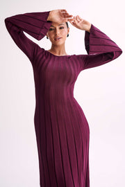 Mabel Long Sleeve Knit Maxi Dress - Plum