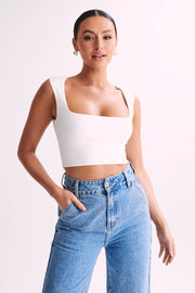 Linley Recycled Nylon Cropped Top - White