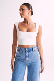 Linley Recycled Nylon Cropped Top - White