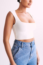 Linley Recycled Nylon Cropped Top - White