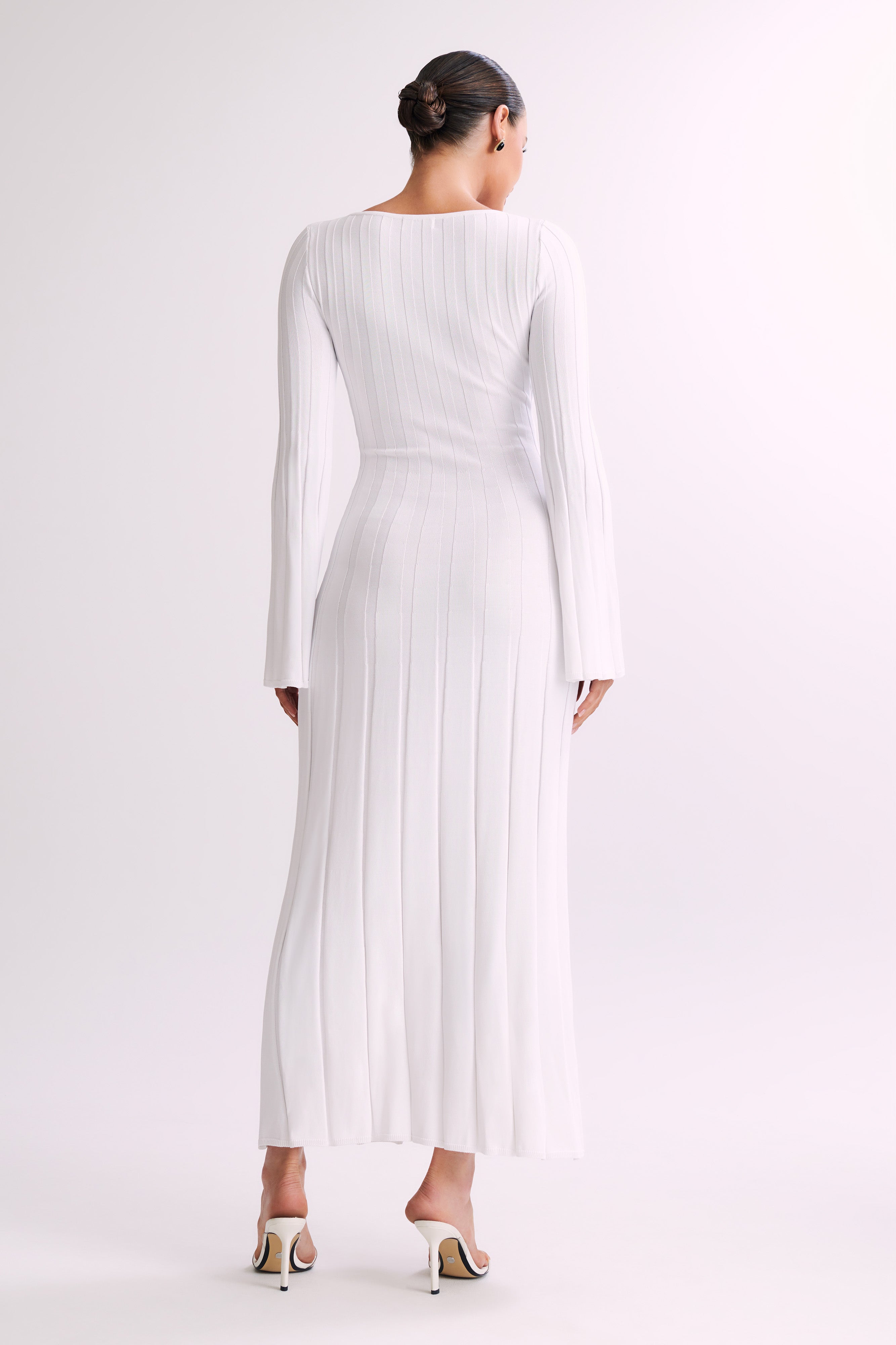 Mabel Long Sleeve Knit Maxi Dress White MESHKI